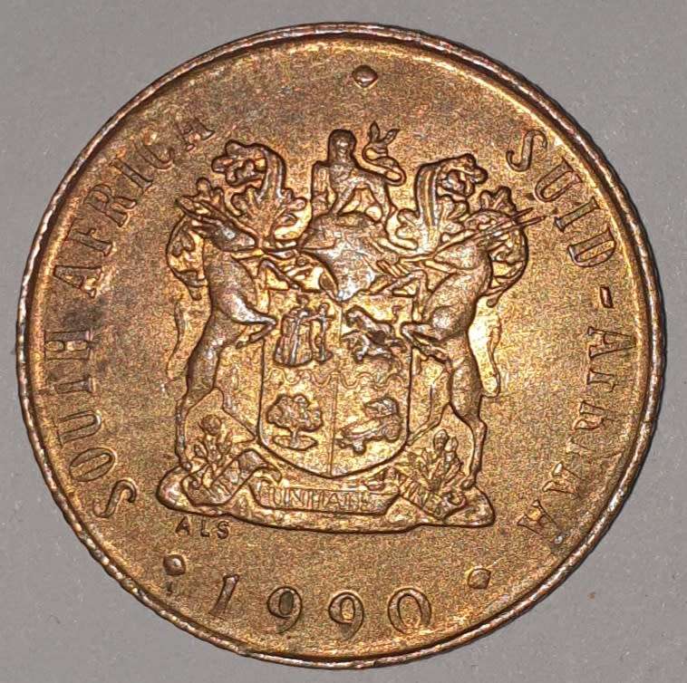 1990 - 2 CENT COIN (TWO CENT COIN) - RSA - BRONZE - KM#83 - BILINGUAL LEGEND - WILDEBEEST